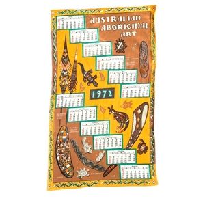 1972 calendar tea towel Australian Aboriginal Art